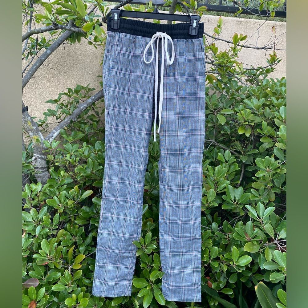 CHRISTOS New York Men's Platinum Black/Red/Blue/White Plaid Pants Medium EUC!